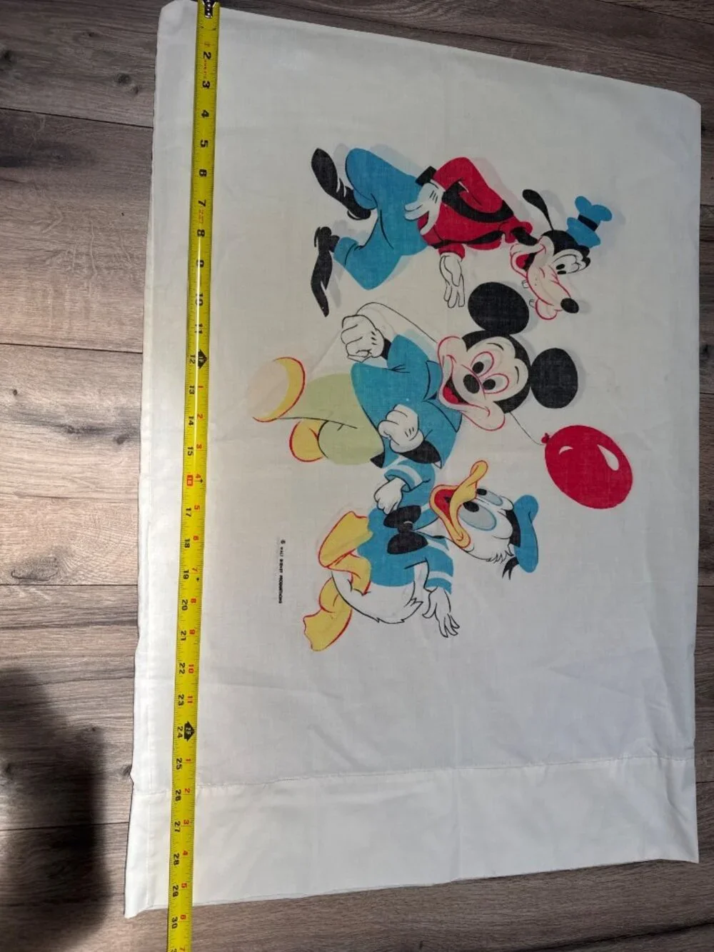 Vintage Disney Pillowcase Featuring Mickey Mouse Donald Duck & Goofy 100% Cotton